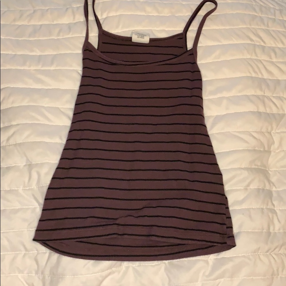 purple and black striped tank top